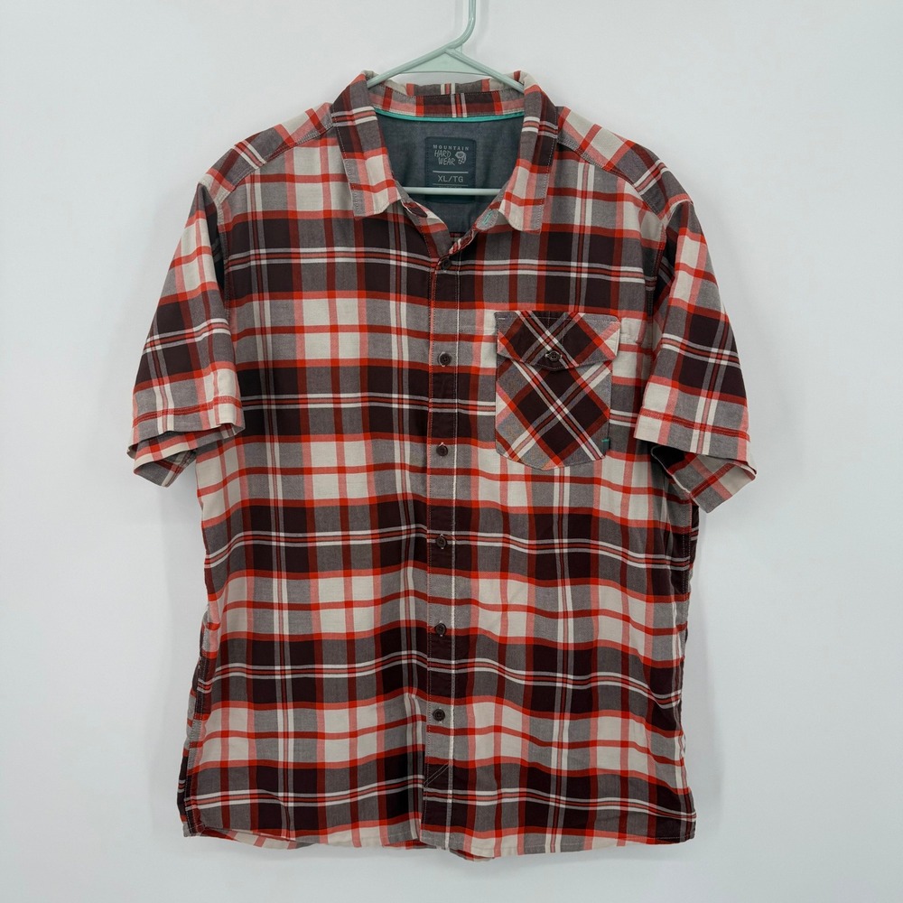 Mountain Hardwear Plaid Shirt Short Sleeve‎ Button Up Casual Mens XL